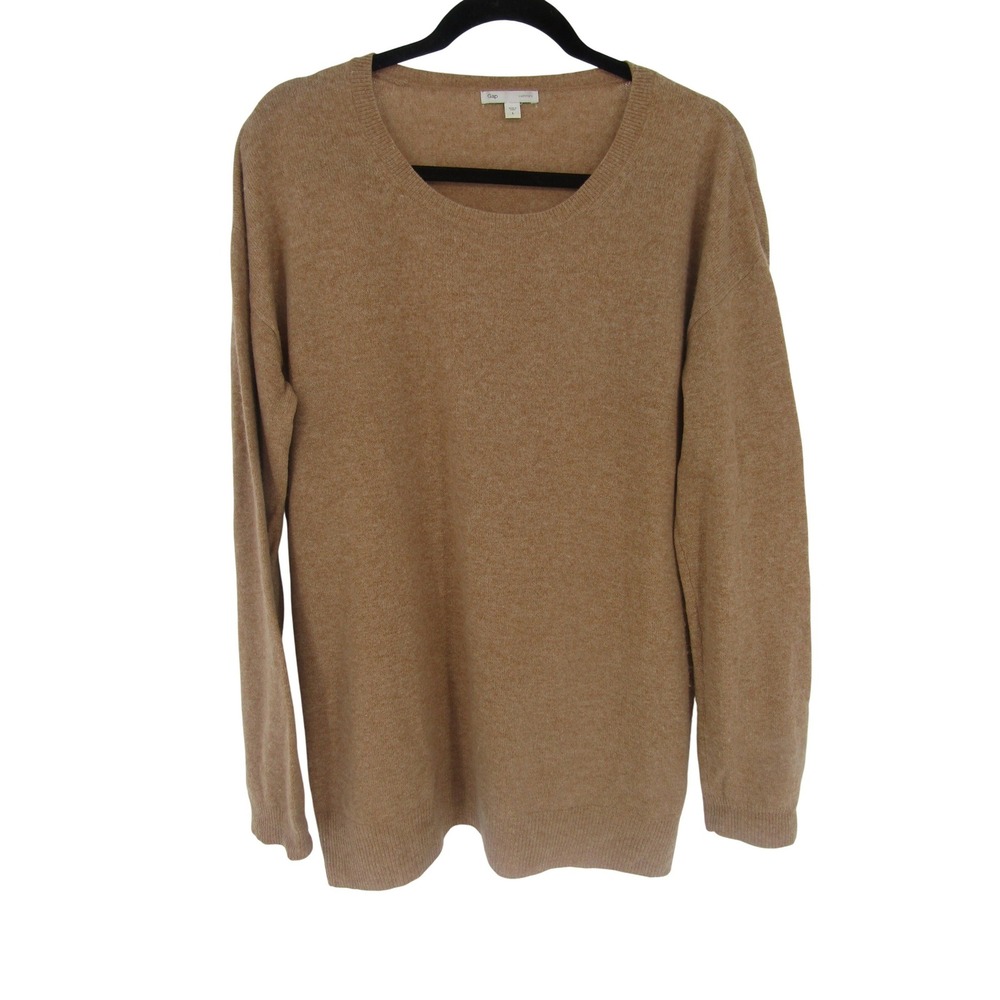 Gap‎ Cashmere Pullover Sweater Womens Large Camel Brown Scoop Neck Long Sleeve